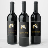 Theatermaskers silhouet zwart wijn etiket (Flessen)