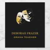 Theatermaskers silhouet zwart wijn etiket (Enkel label)