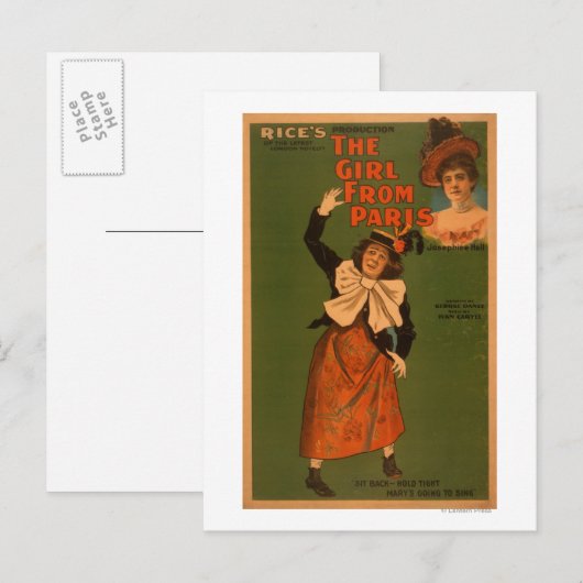 Theatermuzikaal Poster "Het meisje uit Parijs" Briefkaart (Voorkant / Achterkant)