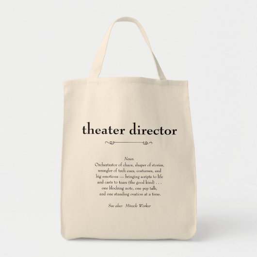 Theaterregisseur Definitie Bedankt Cadeau Tote Bag (Voorkant)