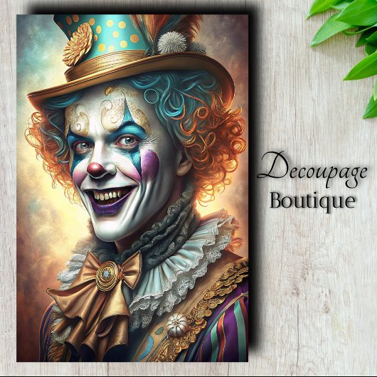 Theatraal Showman Clown Decoupage Tissuepapier