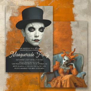 Theatrale spookachtige Halloween Masquerade Party Kaart