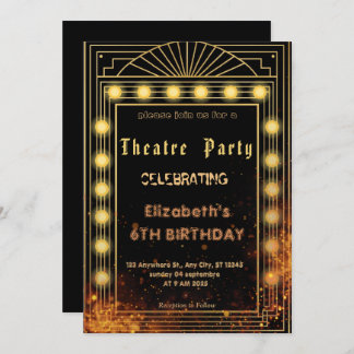 Theatre Marquee Party Invitation – Birthday invite Kaart