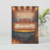 Theatre Marquee Party Invitation – Birthday invite Kaart (Staand voorkant)