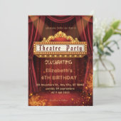 Theatre Marquee Party Invitation – Birthday invite Kaart (Staand voorkant)