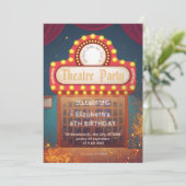 Theatre Marquee Party Invitation – Birthday invite Kaart (Staand voorkant)