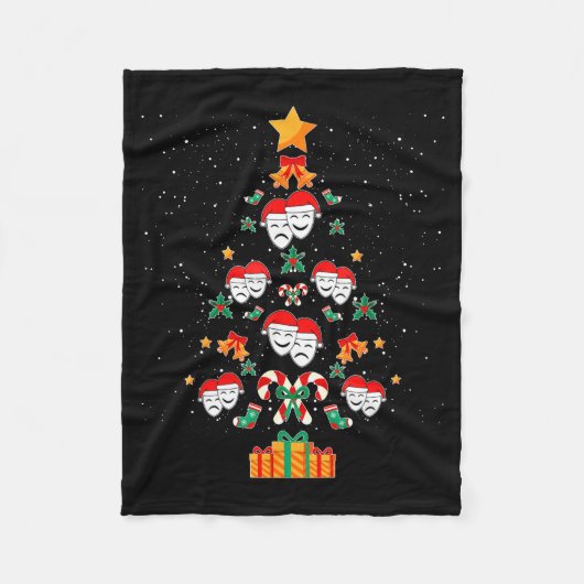 Theatre Masks Drama Actor Actress Christmas Tree X Fleece Deken (Voorkant)