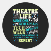 Theatre Nerd Actor Funny Musical Theater Geek Thes Ronde Sticker (Voorkant)