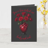 Theatrical Bouquet Of Deep Red Roses Kaart (Gele Bloem)