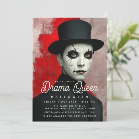 Theatrical Drama Queen Halloween Party Kaart (Staand voorkant)
