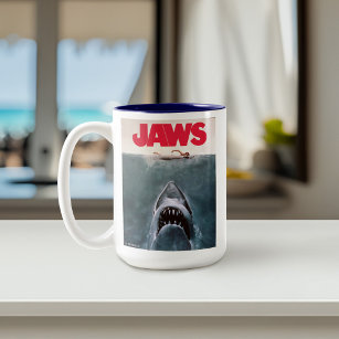  theatrische kunst van Jaws Tweekleurige Koffiemok