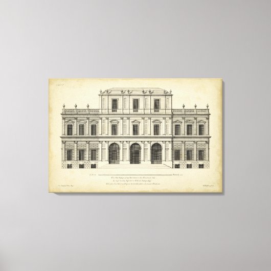 Theatrische stijlgevel van Colen Campbell Canvas Afdruk (Voorkant)