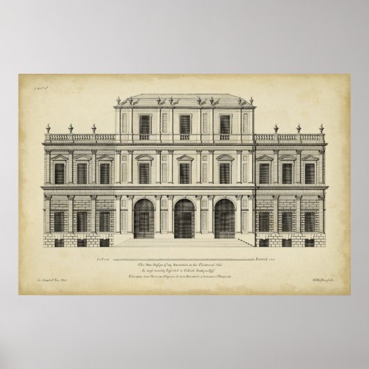 Theatrische stijlgevel van Colen Campbell Poster (Voorkant)