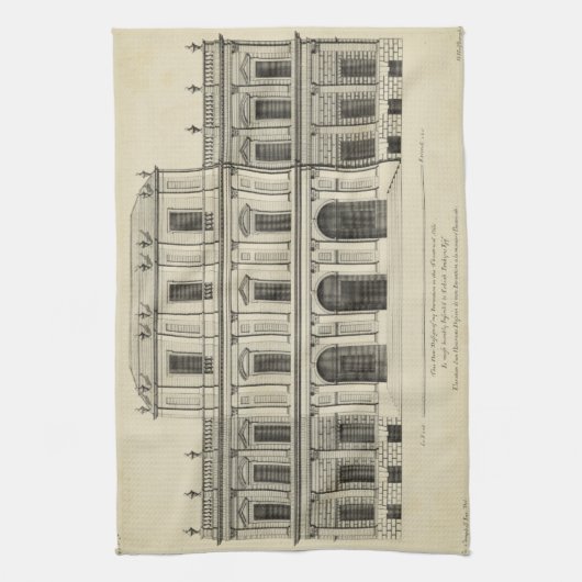 Theatrische stijlgevel van Colen Campbell Theedoek (Verticaal)