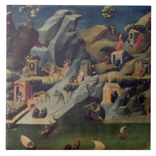 Thebaid, c.1410 (tempera on panel) (zie ook 16294) tegeltje (Voorkant)