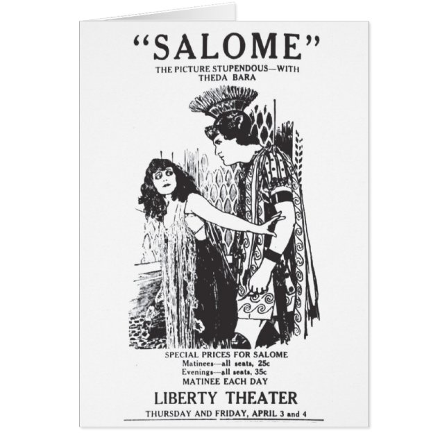Theda Bara SALOME 1919 stomme filmreclame (Voorkant)