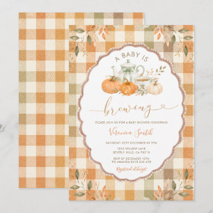 Thee Baby Is Brouwen Baby Shower Pompoen Gingham Kaart