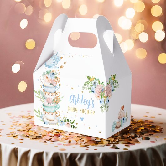 Thee Baby shower Blue Bloemenmeisje Baby brouwt Bedankdoosjes