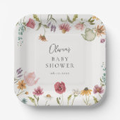 Thee Baby Shower Borden met Bloemen Papieren Bordje (Voorkant)