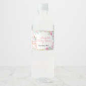 Thee Baby Shower Pastel Bloem Waterfles Label Etiket (Voorkant)