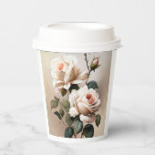 Thee Beige Olie Roze Bruiloft Feest Papieren Bekers (Voorkant)