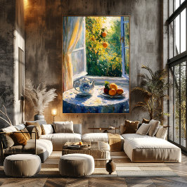 Thee bij het zonovergoten raam met citrus – Impres Poster