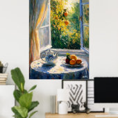 Thee bij het zonovergoten raam met citrus – Impres Poster (Thuiskantoor)