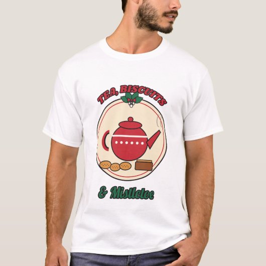 Thee, Biscuits & Mistletoe T-shirt (Voorkant)