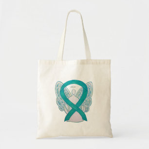 Thee-blauwe bewustzijnslint aangepaste boodschappe tote bag