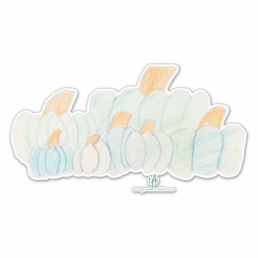 Thee-blauwe Pompoenveld Kiss-Cut Sticker (Voorkant)