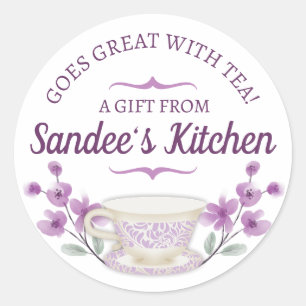 Thee brouwen bal theekopje bloemen cadeau label st