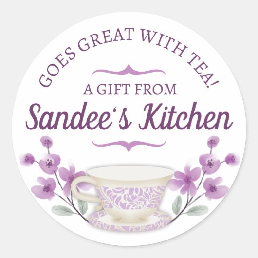 Thee brouwen bal theekopje bloemen cadeau label st (Voorkant)