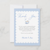Thee Brouwen Script Blauwe Thema Script Baby Showe Bedankkaart (Voorkant)