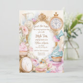 Thee Bruids douche uitnodiging, Alice bruids thee Kaart (Staand voorkant)