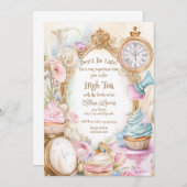 Thee Bruids douche uitnodiging, Alice bruids thee Kaart (Voorkant / Achterkant)