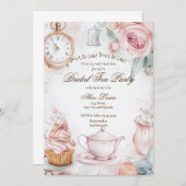 Thee Bruids douche uitnodiging, Alice bruids thee Kaart (Voorkant / Achterkant)
