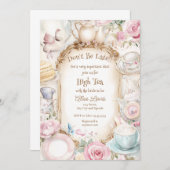 Thee Bruids douche uitnodiging, Alice bruids thee Kaart (Voorkant / Achterkant)
