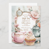 Thee Bruids douche uitnodiging, Alice bruids thee Kaart (Voorkant / Achterkant)