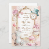 Thee Bruids douche uitnodiging, Alice bruids thee Kaart (Voorkant / Achterkant)