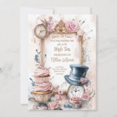 Thee Bruids douche uitnodiging, Alice bruids thee Kaart (Voorkant)