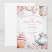 Thee Bruids douche uitnodiging, Alice bruids thee Kaart (Voorkant / Achterkant)