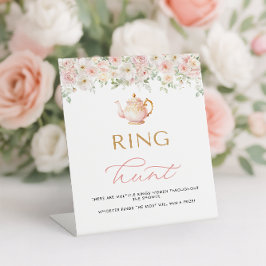 Thee Bruiloft Bridal Shower Ring Hunt Reclamebord Met Voetstuk