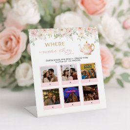 Thee Bruiloft Bridal Shower Waar Waren Ze Reclamebord Met Voetstuk