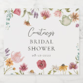 Thee Bruiloft Champagne Etiket met Bloemen (Enkel label)