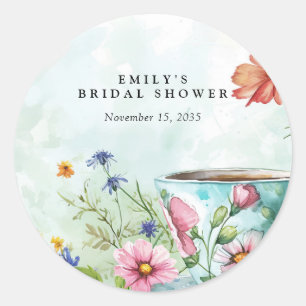 Thee Bruiloftsfeest met bloemen Ronde Sticker