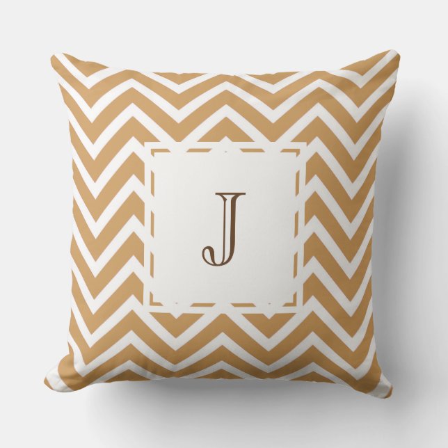 Thee Bruin klassiek chevron monogram ontwerp Kussen (Voorkant)