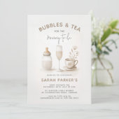 Thee & Champagne Neutraal Baby shower Kaart (Staand voorkant)