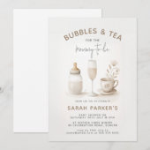 Thee & Champagne Neutraal Baby shower Kaart (Voorkant / Achterkant)