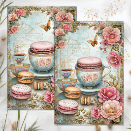  THEE CUP EN MACARONS DECOUPAGE TISSUEPAPIER