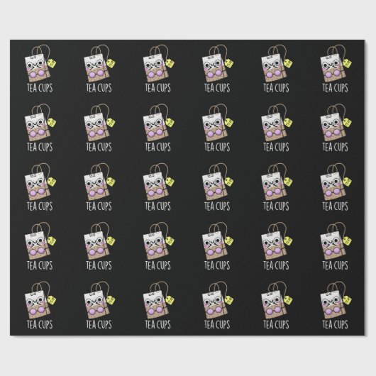 Thee Cups Grappige Bra Puns Donker BG Cadeaupapier (Vlak)